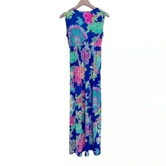 Philosophy Floral Boho Sleeveless Maxi Dress Blue Green Pink Empire Waist Medium - Picture 5 of 9